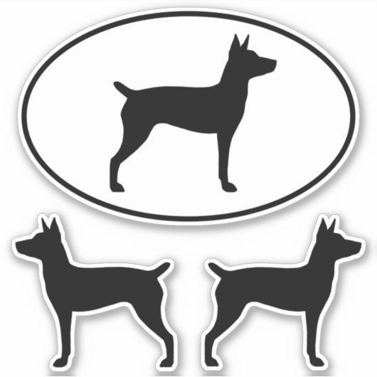 Rat Terrier Pet Dog Silhouettes Vinyl Sticker Set (Voorkant)