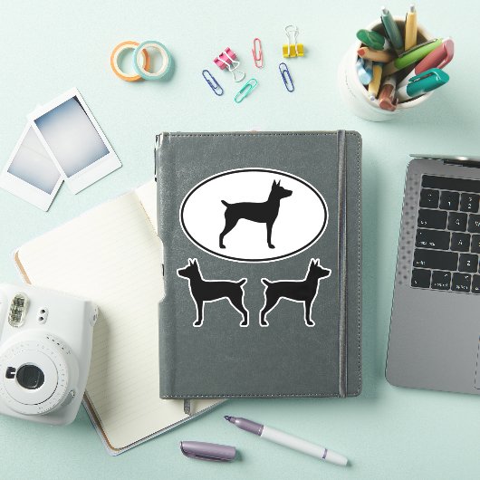 Rat Terrier Pet Dog Silhouettes Vinyl Sticker Set (iPad Cover)