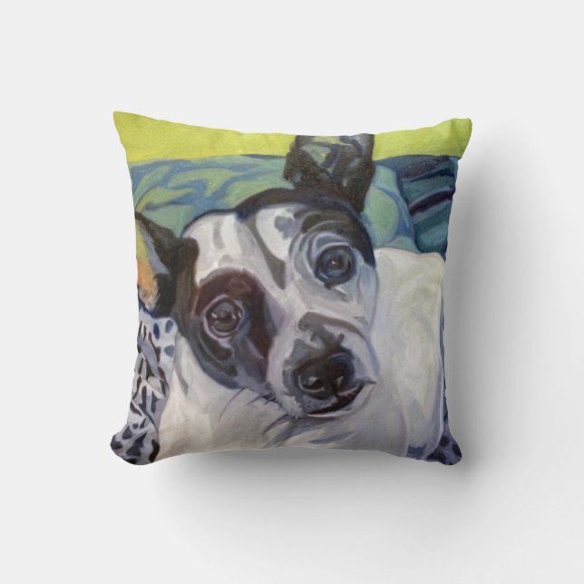 Rat Terrier Pet Portrait Pillow Kussen (Voorkant)