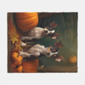 Rat Terrier Pup Autumn Delight Pompoen  Fleece Deken (Voorkant (Horizontaal))