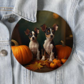 Rat Terrier Pup Autumn Delight Pumpkin Ronde Button 6,0 Cm (In situ)