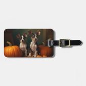 Rat Terrier Puppy Herfst Delight Pompoen Bagagelabel (Voorkant horizontaal)