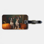 Rat Terrier Puppy Herfst Delight Pompoen Bagagelabel (Achterkant horizontaal)