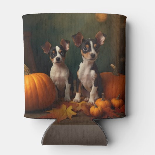 Rat Terrier Puppy Herfst Delight Pompoen Blikjeskoeler (Achterkant)