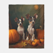 Rat Terrier Puppy Herfst Delight Pompoen Fleece Deken (Voorkant)