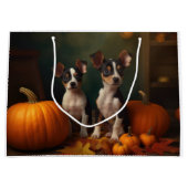 Rat Terrier Puppy Herfst Delight Pompoen Groot Cadeauzakje (Voorkant)