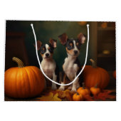 Rat Terrier Puppy Herfst Delight Pompoen Groot Cadeauzakje (Achterkant)