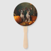 Rat Terrier Puppy Herfst Delight Pompoen Handwaaier (Achterkant)