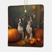 Rat Terrier Puppy Herfst Delight Pompoen Keramisch Ornament (Links)