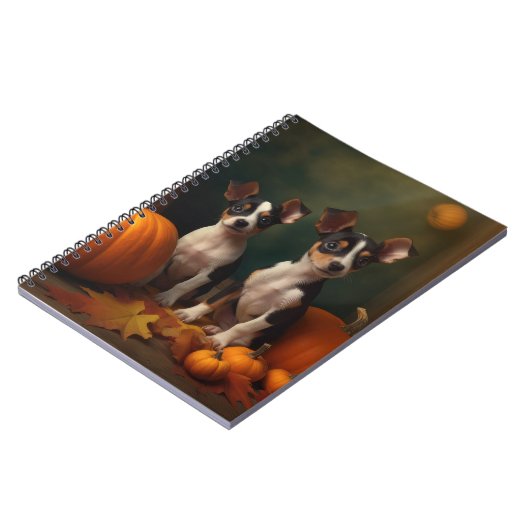 Rat Terrier Puppy Herfst Delight Pompoen Notitieboek (Linkerzijde)