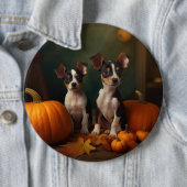 Rat Terrier Puppy Herfst Delight Pompoen Ronde Button 6,0 Cm (In situ)