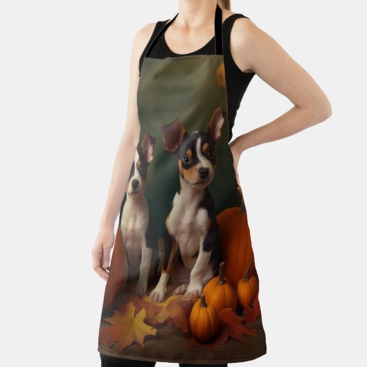 Rat Terrier Puppy Herfst Delight Pompoen Schort (Insitu)