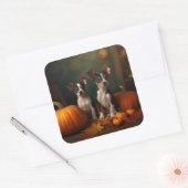 Rat Terrier Puppy Herfst Delight Pompoen Vierkante Sticker (Envelop)
