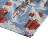 Rat Terrier rent in de sneeuw met kerstmuts Snijplank (Hoek)
