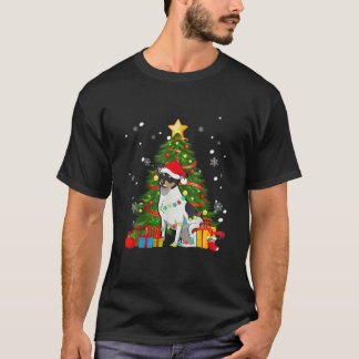 Rat Terrier Santa kerstboom Light Pajama Dog T-shirt