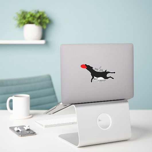 Rat terrier schijf honden sticker (Laptop op bureau)