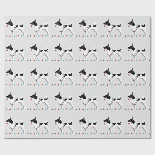 Rat Terrier Silhouette kerstdesign Cadeaupapier (Vlak)