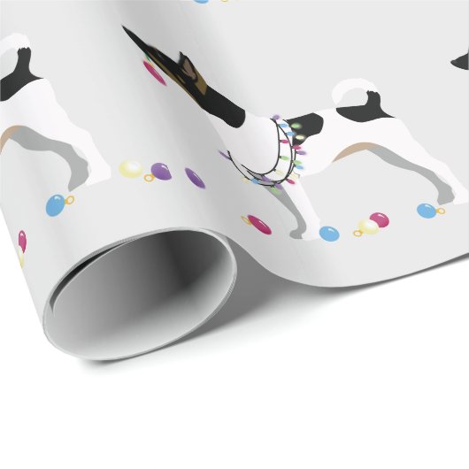 Rat Terrier Silhouette kerstdesign Cadeaupapier (Rol Hoek)