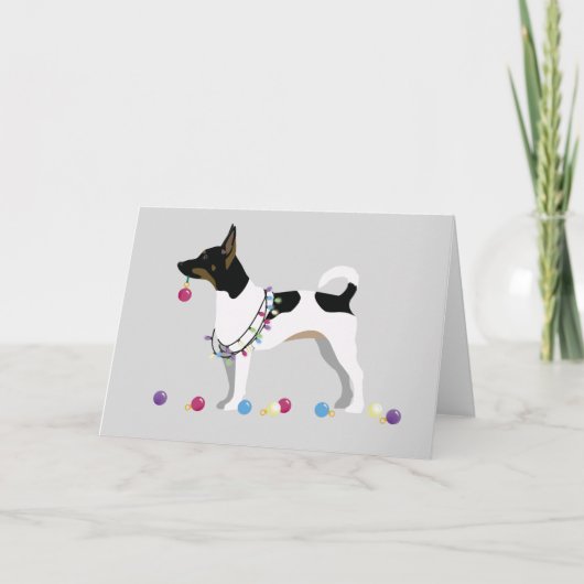 Rat Terrier Silhouette kerstdesign Feestdagen Kaart (Voorkant)