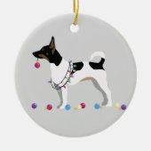 Rat Terrier Silhouette kerstdesign Keramisch Ornament (Voorkant)