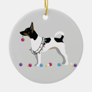 Rat Terrier Silhouette kerstdesign Keramisch Ornament