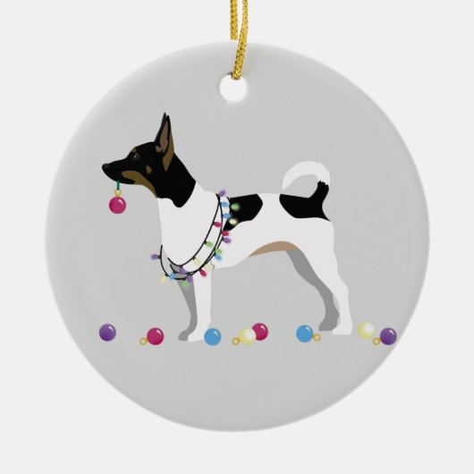Rat Terrier Silhouette kerstdesign Keramisch Ornament (Voorkant)