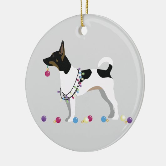 Rat Terrier Silhouette kerstdesign Keramisch Ornament (Links)