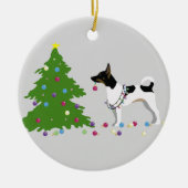 Rat Terrier Silhouette kerstdesign Keramisch Ornament (Voorkant)