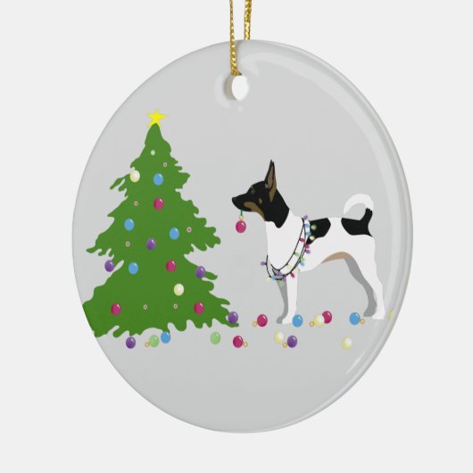 Rat Terrier Silhouette kerstdesign Keramisch Ornament (Links)