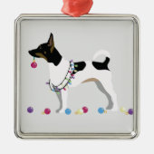 Rat Terrier Silhouette kerstdesign Metalen Ornament (Voorkant)