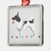 Rat Terrier Silhouette kerstdesign Metalen Ornament (Links)