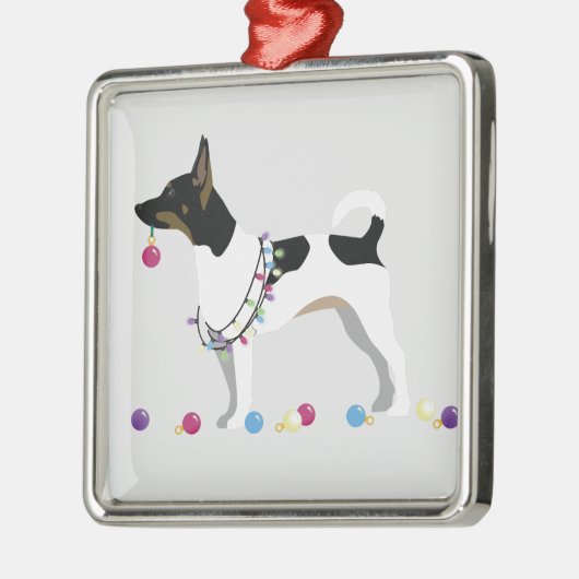 Rat Terrier Silhouette kerstdesign Metalen Ornament (Links)