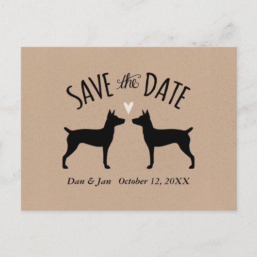 Rat Terrier Silhouetten Bruiloft Save the Date Aankondigingskaart (Voorkant)