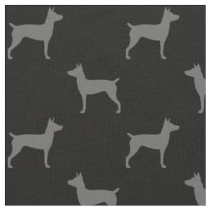Rat Terrier Silhouetten Grijs en Zwart Patroon Stof