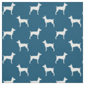 Rat Terrier Silhouettes Blue en White Patterned Stof (Swatch)