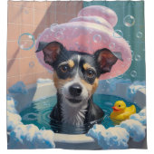 Rat Terrier Sloppy Sleepy Schattige Funny Douchegordijn (Voorkant)