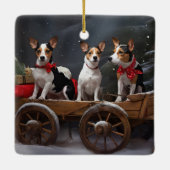 Rat Terrier Sneeuw Slede Kerst Decoratie (Achterkant)