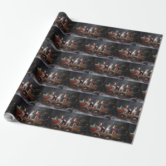 Rat Terrier Sneeuw Slede Kerst Decoratie Cadeaupapier (Uitgerold)
