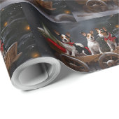Rat Terrier Sneeuw Slede Kerst Decoratie Cadeaupapier (Rol Hoek)