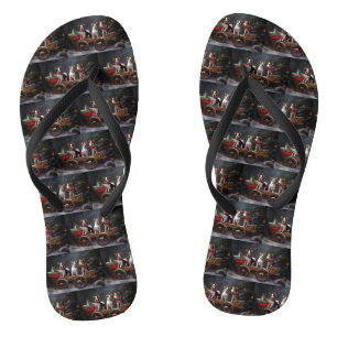 Rat Terrier Sneeuw Slede Kerst Decoratie Teenslippers