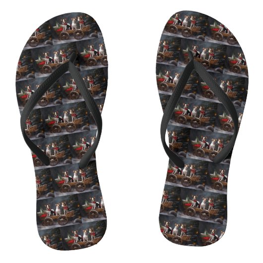 Rat Terrier Sneeuw Slede Kerst Decoratie Teenslippers (Voetbed)