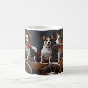 Rat Terrier Sneeuw slee Santa Claus decoratie Koffiemok