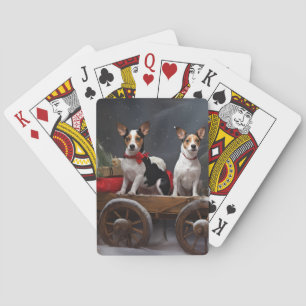 Rat Terrier Sneeuw slee Santa Claus decoratie Pokerkaarten