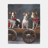 Rat Terrier Sneeuw slee Santa Claus Kerstmis decor Fleece Deken (Voorkant)