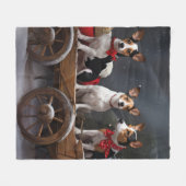 Rat Terrier Sneeuw slee Santa Claus Kerstmis decor Fleece Deken (Voorkant (Horizontaal))