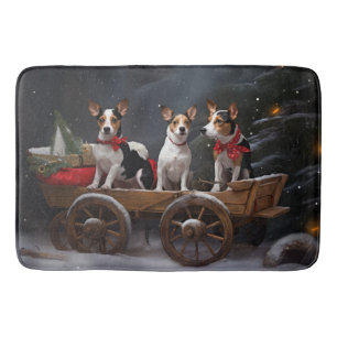 Rat Terrier Snowy Sleigh Kerst Decor Badmat