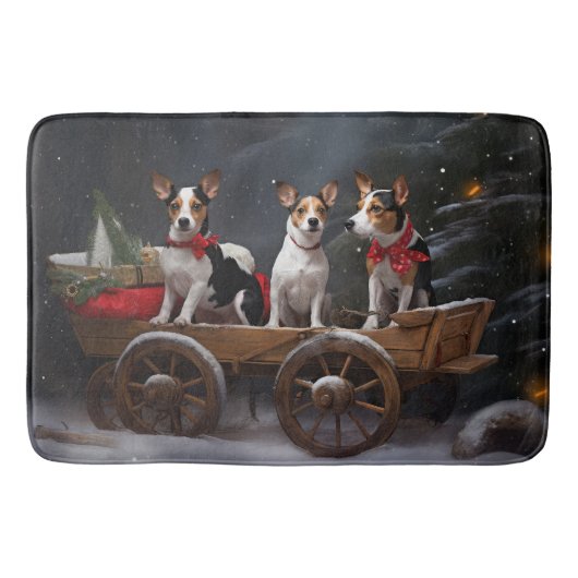 Rat Terrier Snowy Sleigh Kerst Decor Badmat (Voorkant)
