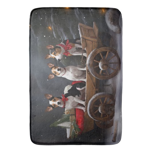 Rat Terrier Snowy Sleigh Kerst Decor Badmat (Voorkant Verticaal)
