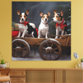 Rat Terrier Snowy Sleigh Kerst Decor Canvas Afdruk (Insitu (Woonkamer))