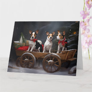 Rat Terrier Snowy Sleigh Kerst Decor Kaart